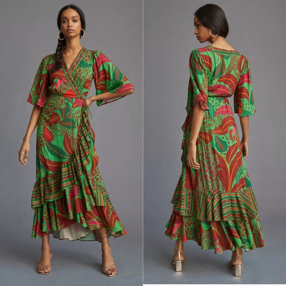 Farm Rio Flutter-Sleeve Wrap Maxi Dress - Picture 3 of 8